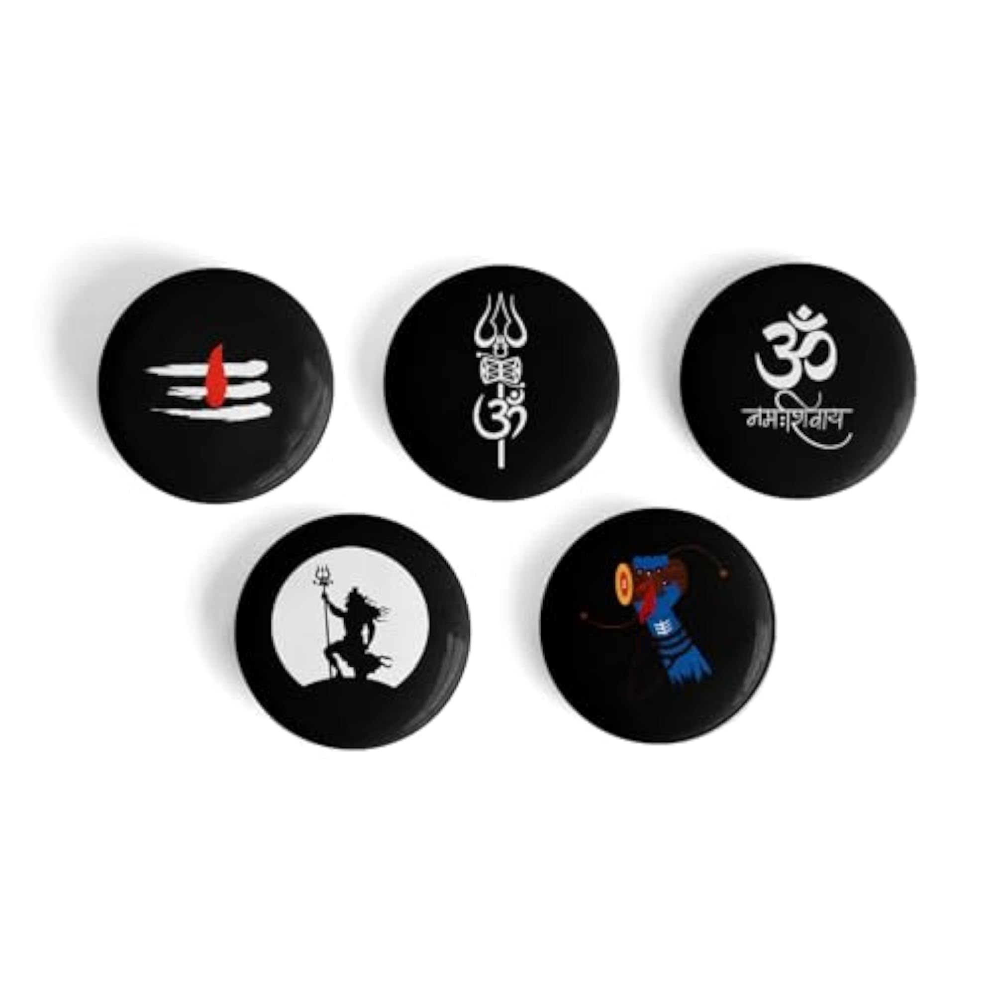Mahadev Pin Badge Set of 5, Glossy Design
