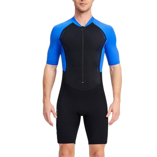 RUMAOZIA Muta corta da uomo, in neoprene, con chiusura lampo, a maniche corte, per immersioni, pesca, snorkeling, surf, canoa per sport acquatici