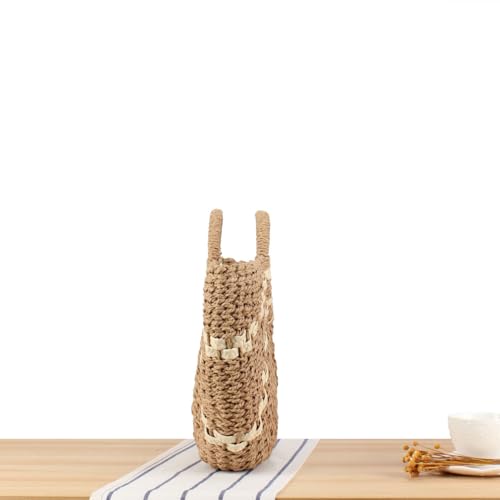 Image of YYW Straw Bags for Women,Hand-woven Straw Large Bag Round Handle Ring Tote Retro Summer Beach Rattan bag