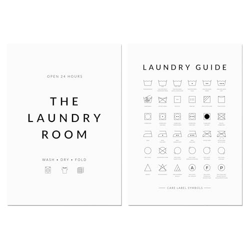 Laundry Room Wall Art | Set of 2 Prints | The Laundry Room & Care Symbols Guide | Utility Room Decor | Quote Posters | UNFRAMED