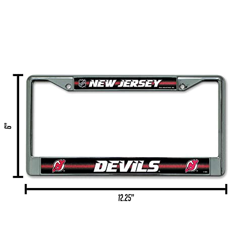 Nhl Rico Industries Bling Chrome License Plate Frame With Glitter Accent, New Jersey Devils #TOP2