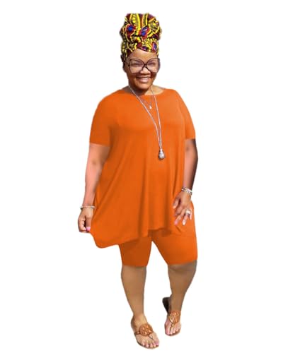 Mrskoala Women Two Piece Outfit Casual Sweatsuits Summer Sets Orange XL