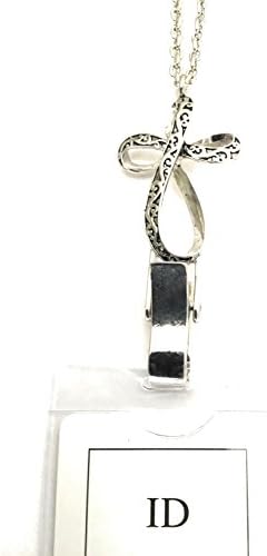 Antique Cross Lanyard Badge/Id Holder Silver Tone image 2