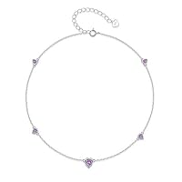 Sterling Silber Geburtsstein Fußklets mit Juni Monatsstein lila Herz Steinschmuck für Frau oder Mädchen