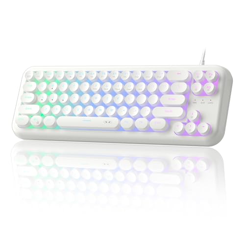 MageGee Typewriter Style 60 Percent Keyboard, Life Waterproof Gaming Keyboard with RGB Backlit Small Compact Portable 60% Keyboards (Milky White)