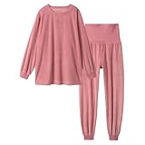 [ニッセン] パジャマ・ルームウェアセット 秋 冬 レディース ベロアニット腹巻付きルームウェア上下セット ピンク L