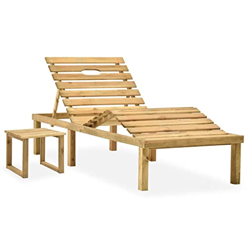 vidaXL Lettino Prendisole con Tavolino in Legno di Pino Impregnato Con mesa