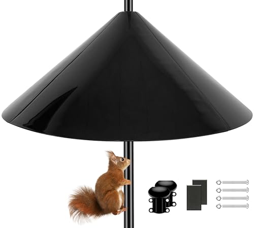 Squirrel Baffle 19-Inch Squirrel Baffle for Bird Feeder Pole Squirrel-Proofs for Outdoor Shepherds HooksOutside Pole Mount Squirrels Guard (Black)