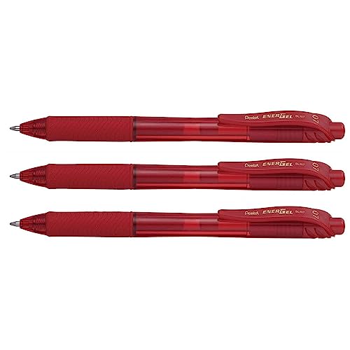Stylos Roller Encre Gel EnerGel-X BL107 Pentel rétractable rouge 0,7mm pour papier et carnet