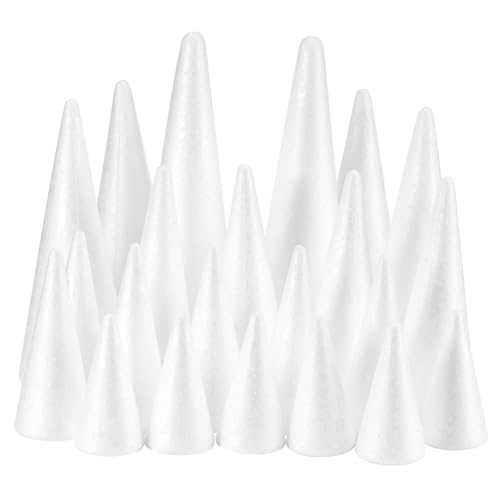 YURN Craft 26 Pack Foam Cones for Crafts, Foam Trees Cones, 5 Assorted Sizes Cones Shaped Foam (4,6,8,10,12