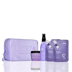 Luseta Biotin & Collagen Jet-Set Hair Strengthen Kit, Travel Size Shampoo and Conditioner Set for Hair Growth with Hair Mask and Heat Protectant Spray for Women and Men, Hair Care Kit for Damaged Hair