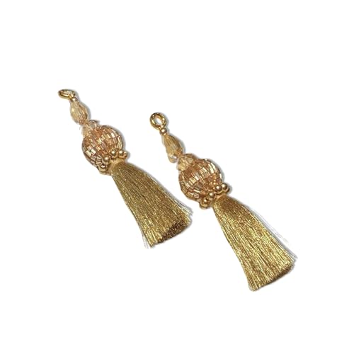 Viviraa Women Lehenga Golden Color Latkan Decorative Hanging Sewing Fancy Silk Tassel Beaded Saree Blouse Latkan (Golden)