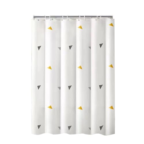 FUANA Rideau de douche imperméable en PEVA avec œillets et crochets métalliques, écran de salle de bain opaque, résistant à l'humidité, motif triangle...