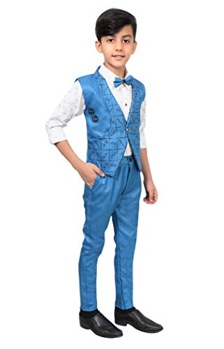 Image of AHHAAAA Kids Ethnic Cotton Blend Waistcoat Shirt and Pant for Boys 1145