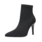 Women's Ankle Boots Stretch Elastic Knit Pointed Toe Stiletto Heel Breathable Fashion Sock Booties, black, 11