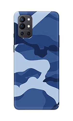 Image of Printed Hard Back Cover Case for OnePlus 9R 5G Back Cover (Army Blue Pattern) -203