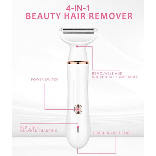4-in-1Women's Electric Shaver–Bikini Trimmer for Women–Painless Electric Razor for Pubic Hair, Face, Legs, Underarms–Portable Cordless Shaver — view 6