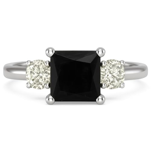 Natural Black Onyx Ring for Women in 925 Sterling Silver Delicate Ring Stacking Ring Promise Anniversary Ring for Women Christmas Jewelry Gift for Her