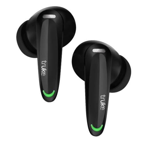 Image of truke BTG Crystal V2 True Wireless in Ear Buds with Dual Pairing, Spatial Audio Earbuds, 40ms Low Latency, 68H Playtime Fast Charge, HiFi DSP Sound, 4Mics ENC, 13mm Driver-MidnightBlack