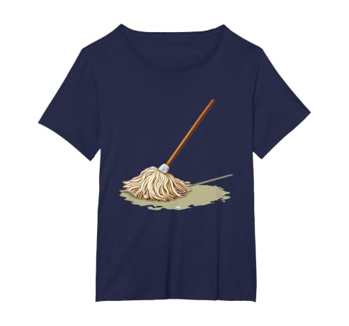 Funny mop up Outfit T-Shirt, Women's Plus, Navy Blue, 3X