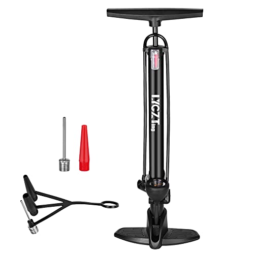 Bomba de Bicicleta, LYGZTing Bomba Manual de neumáticos de Bicicleta portátil Negra, con manómetro, Segura y Resistente, al Aire Libre, competición, Viajes, excursiones Cover