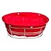 dreamhouse Kosz na pieczywo owalny, nowoczesny, koszyk na pieczywo ze stali nierdzewnej/materiału, miska na chleb, koszyk na chleb i owoce, z wkładką z materiału (owalny, czerwony), dł. 27 x szer. 23,5 x wys. 9,7 cm