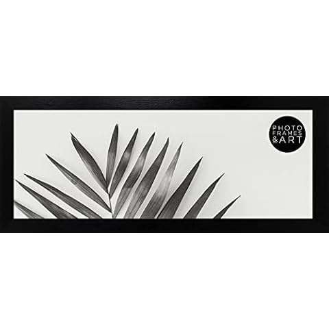 12x5" / 30x13cm - GLASS WINDOW - Modern Black Premium Oxford Panoramic Thin Photo Frame Portrait & Landscape Cover