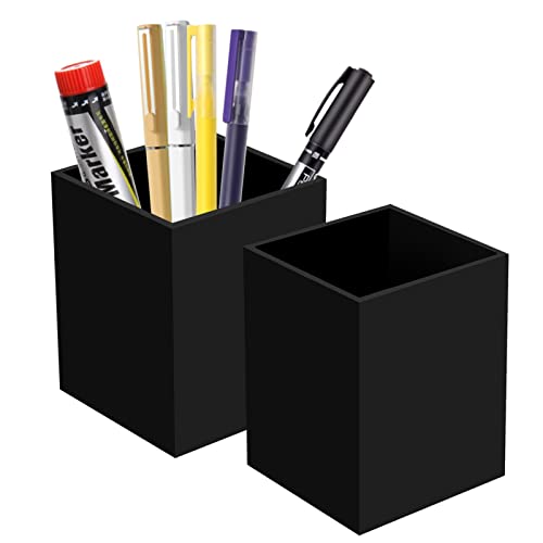 Image of Ptaedex Acrylic Pen Holder Organizer, Black Pencil Holder for Desk, 2 Pack | Pen Holder for Desk, Pen Cup Holder, Makeup Brush Holder, Marker Organizer Office Supplies, Desk Decor for Office Home School
