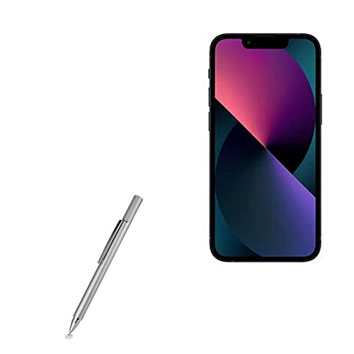 BoxWave Stylus Pen Compatible with Apple iPhone 13 Mini - FineTouch Capacitive Stylus, Super Precise Stylus Pen - Metallic Silver