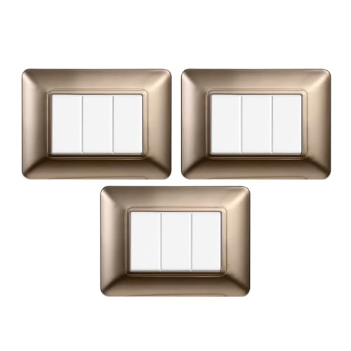 Gloca Set Placche Plastica Compatibili Matix (3 Pezzi Acciaio Bronzato, 3 Posti)