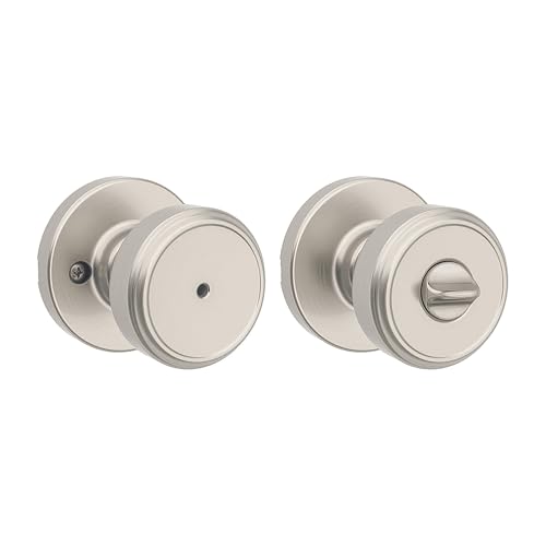 Image of Kwikset Maven Interior Privacy Door Knob with Lock, Round Door Handle for Bathroom and Bedroom, Satin Nickel Keyless Turn Lock Doorknob, with Microban Protection