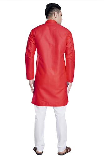 Image of DIVISIVE Men's Plain Cotton Blend Linen Slim Fit Kurta Pyjama Set