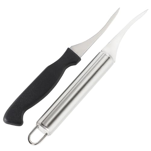 FUNNETOYU 2 Piezas Cuchillo de acero inoxidable para camarones pelador de gambas pelador de camarones removedor de línea de camarones de cocina Accesorios de cocina el plastico