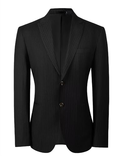 Mens Blazer Jacket Slim Fit Sports Coats for Men Two Button Casual Sports Coat for Business Pinstripe Suit Jacket
