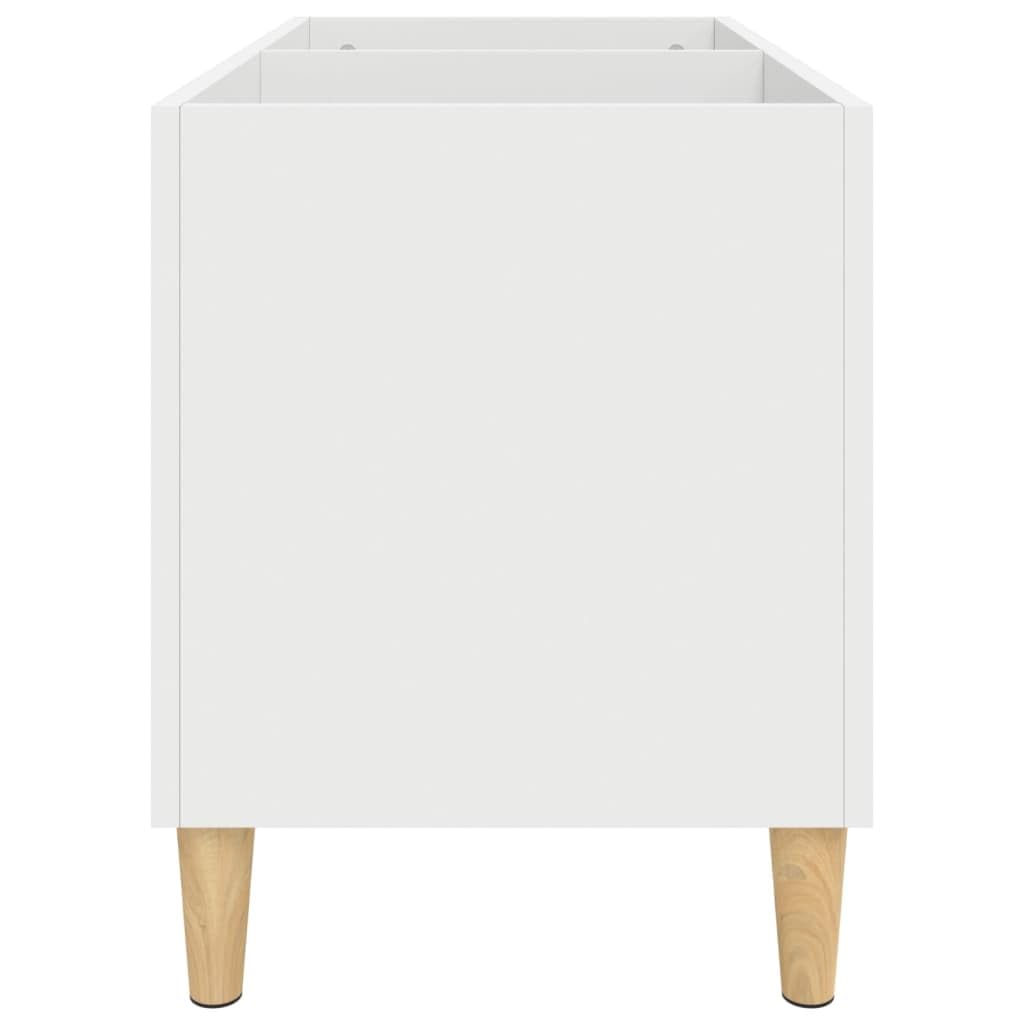 Armadio per dischi in legno bianco con gambe in legno, 74,5 x 38 x 48 cm, versatile armadio multimediale per vinili, dischi in vinile, home theater, soggiorno, scaffale hifi e stoccaggio
