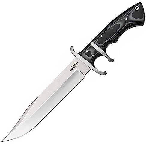GIL HIBBEN Assault Tactical Knife with Leather Belt Sheath - Full-Tang 7Cr17 Stainless Steel Blade, Micarta Handle, Cast Handguard, Certificate of Authenticity, For Tactical Gear - Length 12" - United Cutlery