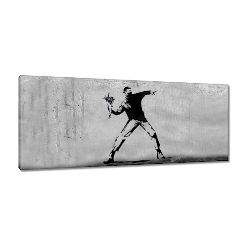 Tableau Banksy Flower Thrower 100x40cm pour transformer votre décoration intérieure