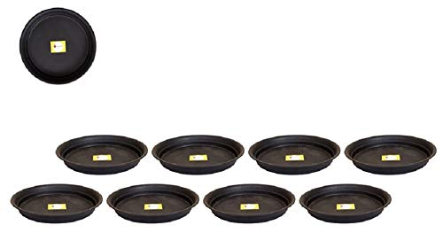 Heavy Duty Planter Gamla Bottom Plate/Tray/Saucer Base Plate/Dip Tray for Flower Pots-Black (8inch)(Pack of 8)