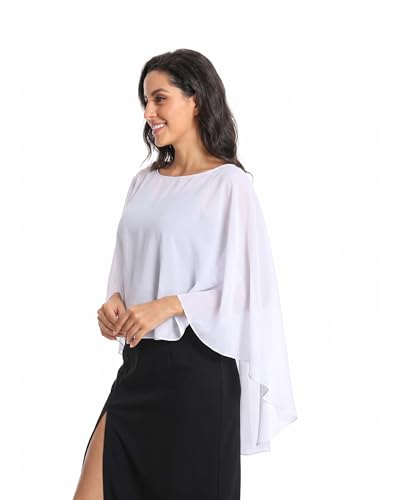 Image of Baoqiya Chiffon Capes Sheer Capelets Long Cape Poncho For Women Plus Size