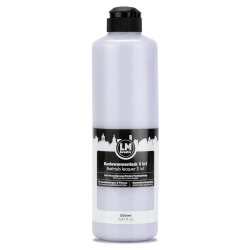 LM-Kreativ Vernice per vasca da bagno, 3 in 1, 2 K, 500 ml, colore grigio slate, per piastrelle, bagno, vasche da bagno, piatti doccia, piastrelle e lavabo, altamente coprente, resistente e