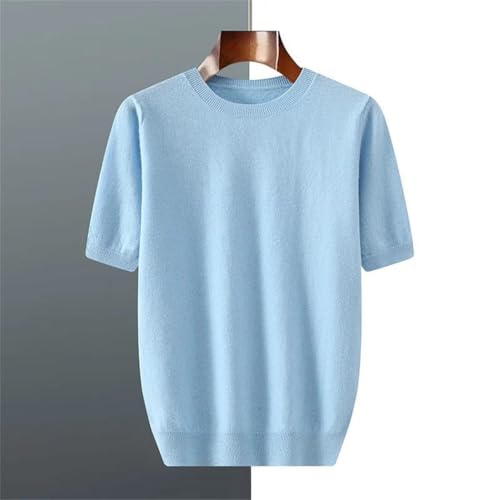 Men's Short Sleeve Sweater Thin Knit Round Neck Pullover Loose Fit Breathable Summer Wool Knitted Casual Solid Tops2