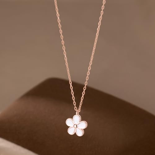 Reffeer Solid 925 Sterling Silver Daisy Flower Necklace Choker for Women Teen Girls Flower Pendant Necklace3