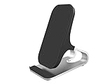 Silberne Smartphone-Standhalterung mit Qi-Ladefunktion