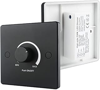 VIPMOON DC 12V-24V LED Dimmer Switch, Push ON/OFF Rotary Control Dimmer Switches, High Side PWM Dimmer for Dimmable Lights in RV Auto, Camping Trailers, Boats, Caravans