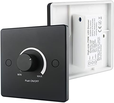 VIPMOON DC 12V-24V LED Dimmer Switch, Push ON/OFF Rotary Control Dimmer Switches, High Side PWM Dimmer for Dimmable Lights in RV Auto, Camping Trailers, Boats, Caravans
