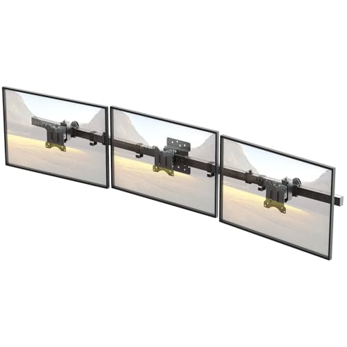 Triple Monitor Wall-Mount for 17"-32" Screens - Adjustable Heavy Duty Three Wall Monitor Mount with Cable Management, Space-saving,Tilt, Swivel, Rotation, VESA 75/100 mm, Max 15.4lbs per Screen, Black by Putilsen Mount - Used condition - US$52.08