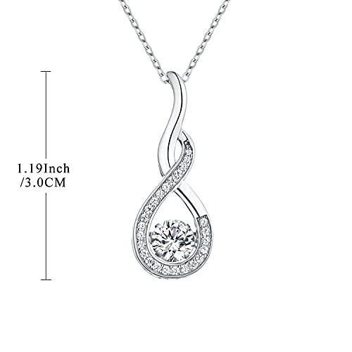 Jo Wisdom Infinity Necklaces,925 Sterling Silver Cubic Zirconia Infinity Knot With Dancing Diamond Pendant Necklace,April Birthstone Jewelry For Women #TOP5
