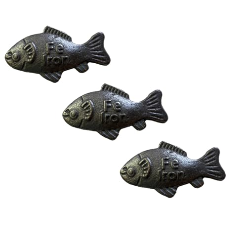 Cast Iron Fish Figurine for Iron Deficiency | Nautical Animal Decor & Dietary Supplement | Prenatal Nutrition Support | Infused Cooking Aid | Reusable Home & Kitchen Accent (3)