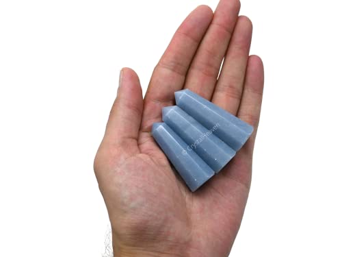 Image of Crystal Heaven Certified Angelite Crystal Tower Obelisk Point for Chakra, Healing and Balancing - AAA Grade Original Certified Gemstone Agate for Reiki Meditation Yoga Spiritual (2-3 Inches)