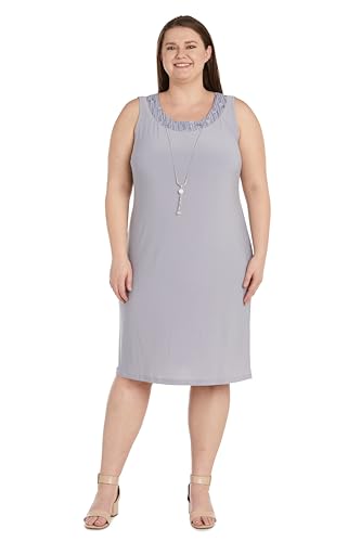 Image of R&M Richards Women's Sequin Lace Jacket & ITY Sheath with Necklace for Mother of the Bride, Cocktail Attire, Evening Wear
